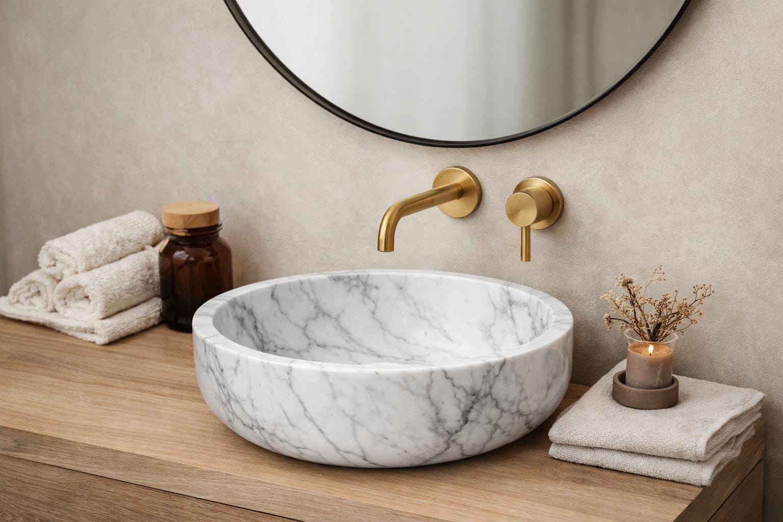 Yuvarlak Mermer Lavabo