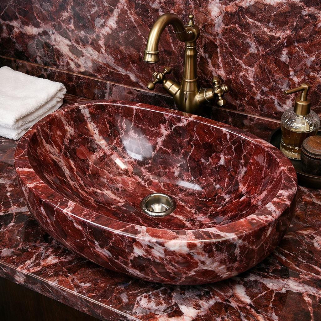 Elazığ Vişne Mermer Lavabo Oval