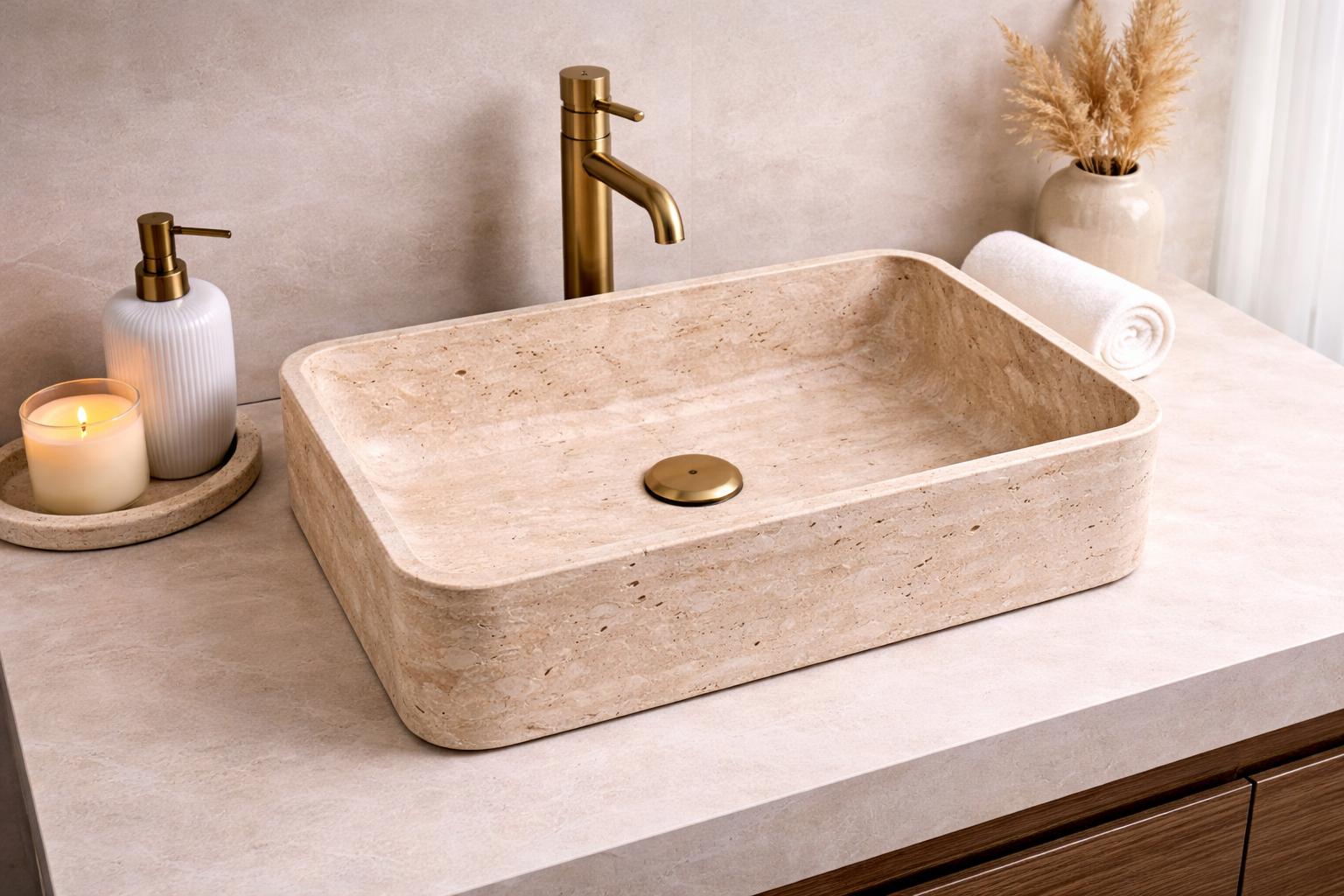 Lüks Dikdörtgen Mermer Lavabo